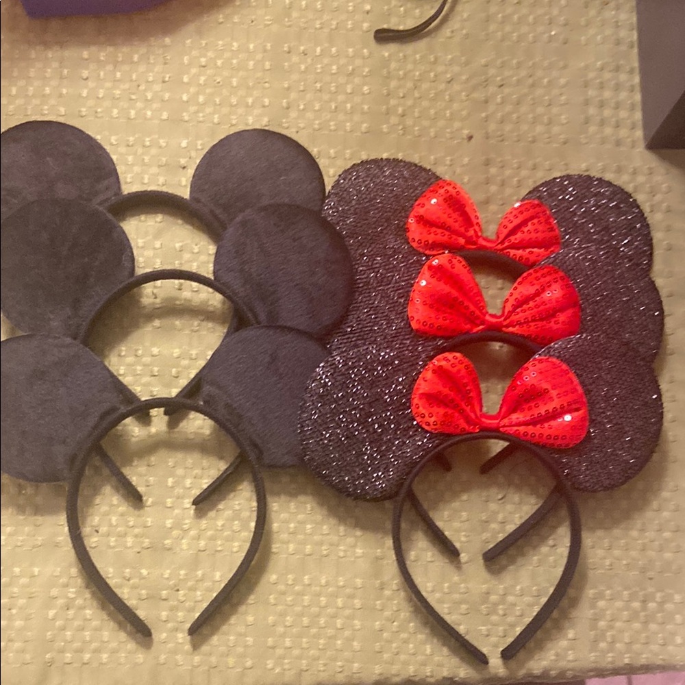 Black and Red Mouse Ear Headbands
